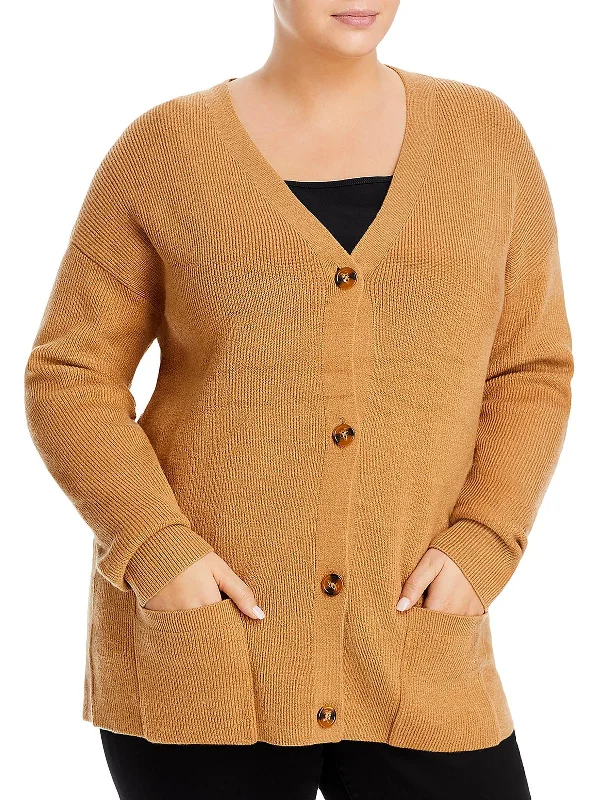 Final Clearance Tomasa Womens Ribbed V-Neck Cardigan Sweater