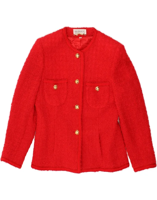 Markdown Sale VINTAGE Womens 4 Button Blazer Jacket IT 46 Large Red Wool