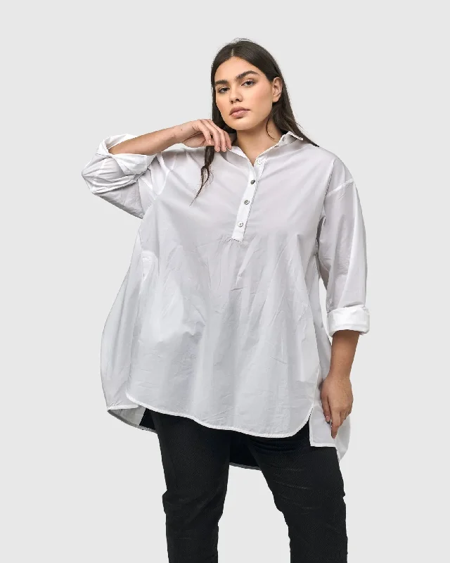 Weekend Bargains to Cherish Urban Oversized Trapeze Shirt, White