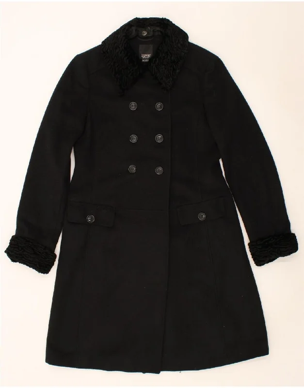 Exclusive Savings ESPRIT Womens Double Breasted Coat UK 12 Medium Black Acrylic