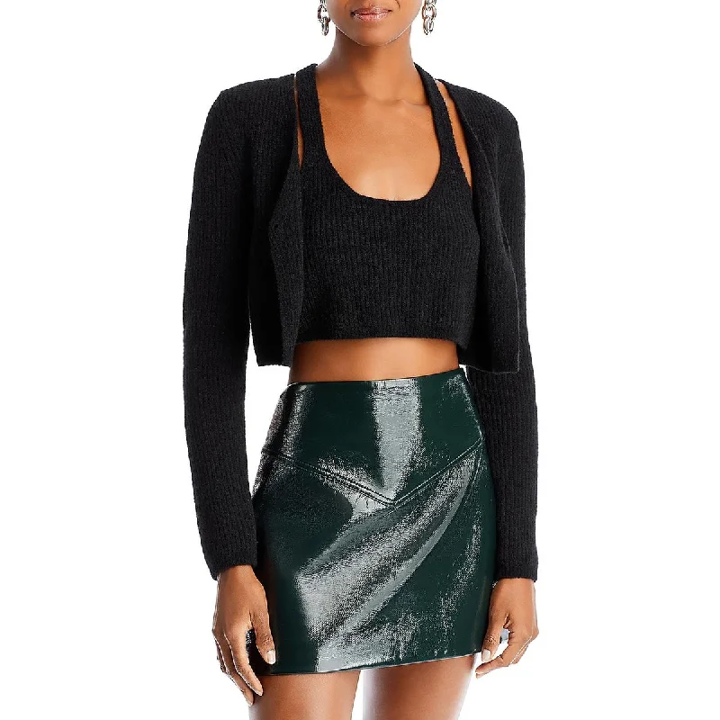 Deal of the Day Womens Ribbed Knit Crop Sweater