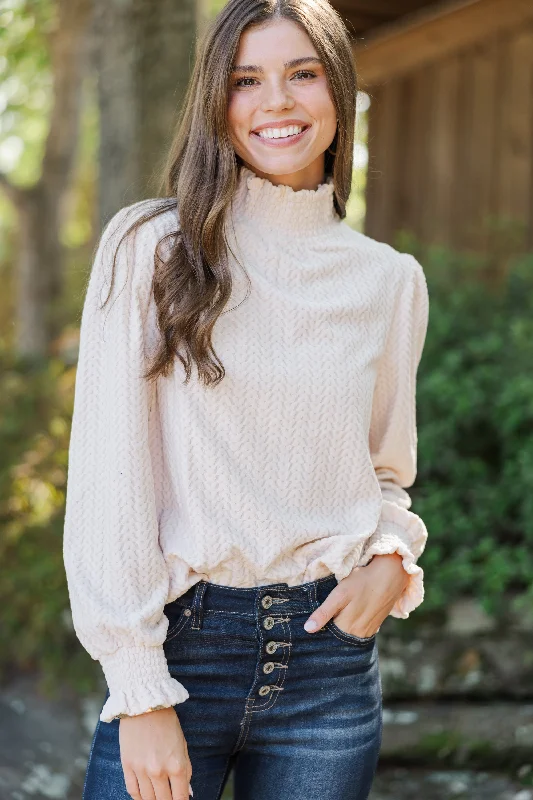 Weekend Bargains to Relish Make It Clear Ivory Textured Knit Blouse