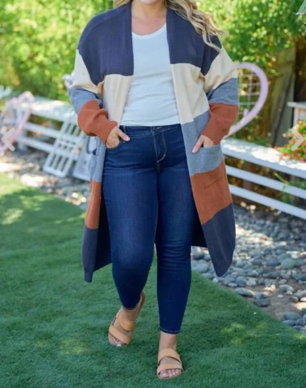 Savings Spectacular Color Blocked Thick Cardigan In Multi